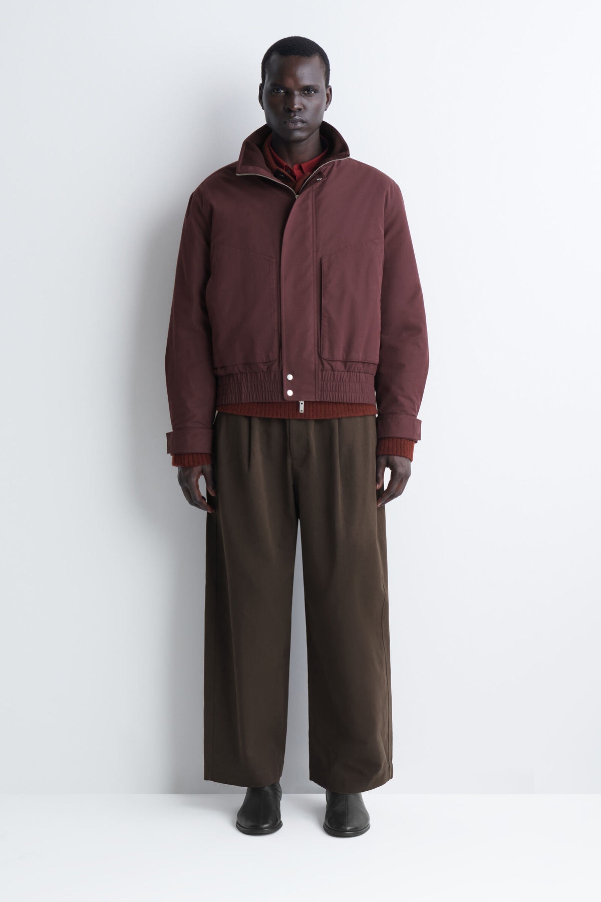 CHAQUETA BOMBER ACOLCHADA DE CUELLO ALTO - BURDEOS
