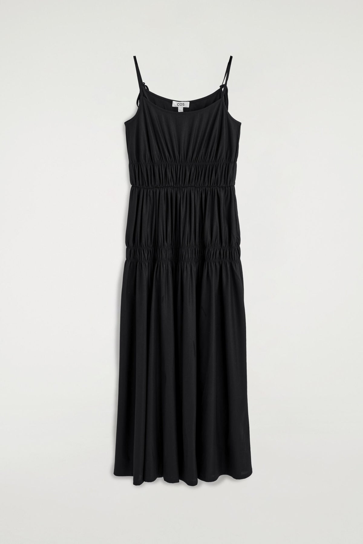 VESTIDO MIDI DE JERSEY RECOGIDO - NEGRO | DescriptiveStillLife
