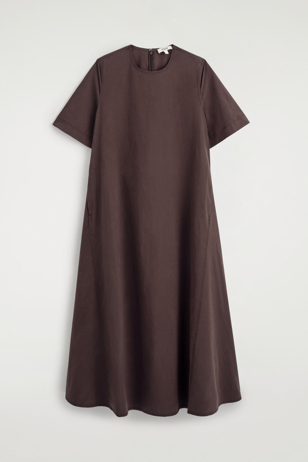 VESTIDO MIDI POPELINA ALGODÓN - MARRÓN