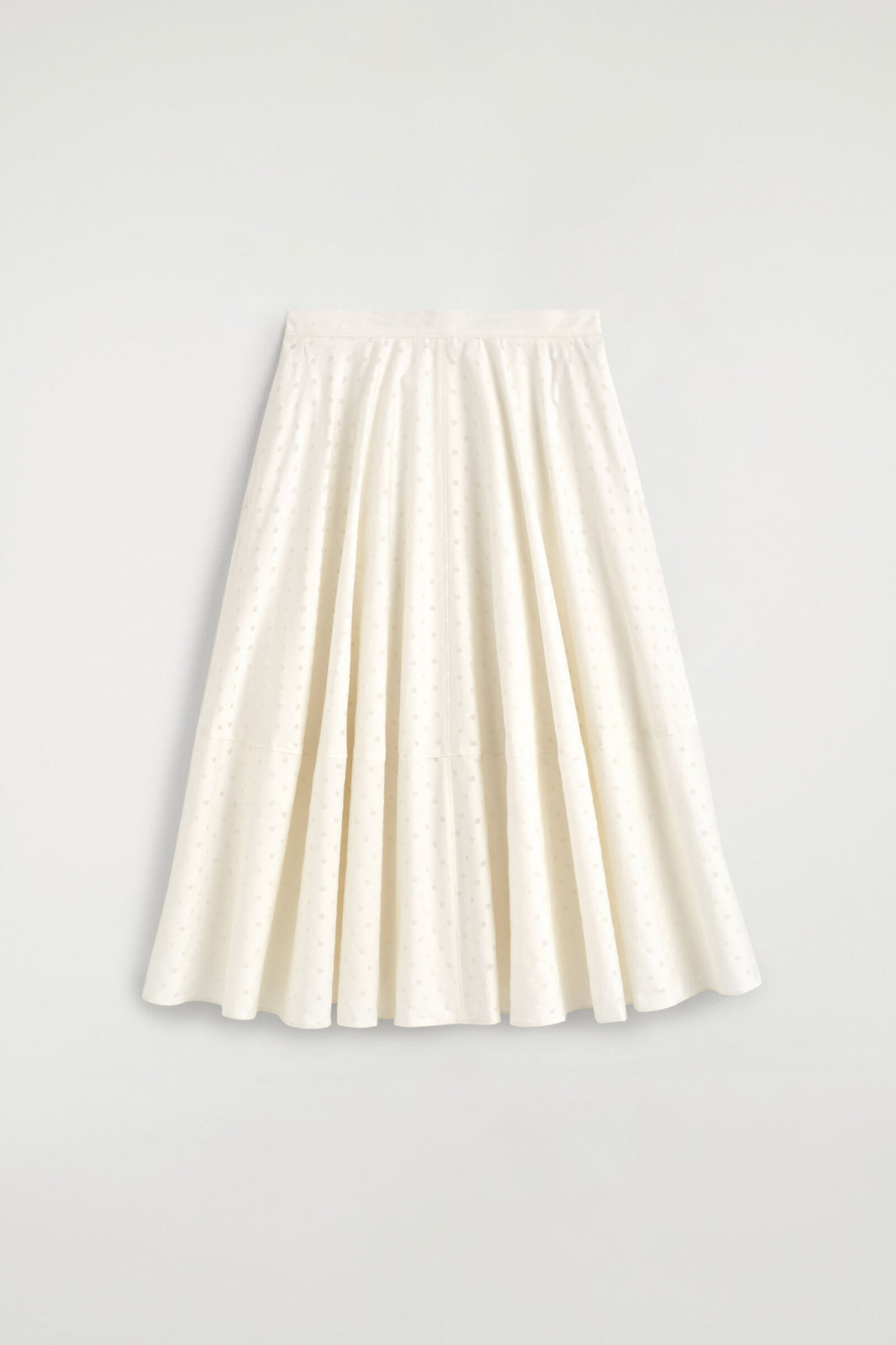 FALDA MIDI DE ALGODÓN JACQUARD DE LUNARES - BLANCO / LUNARES | DescriptiveStillLife