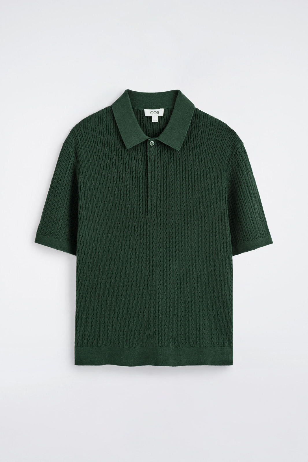 POLO DE ALGODÓN Y LINO TEJIDO EN TRENZAS - VERDE OSCURO | DescriptiveStillLife