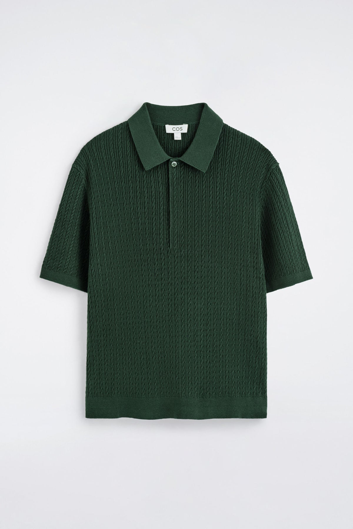 POLO DE ALGODÓN Y LINO TEJIDO EN TRENZAS - VERDE OSCURO | DescriptiveStillLife