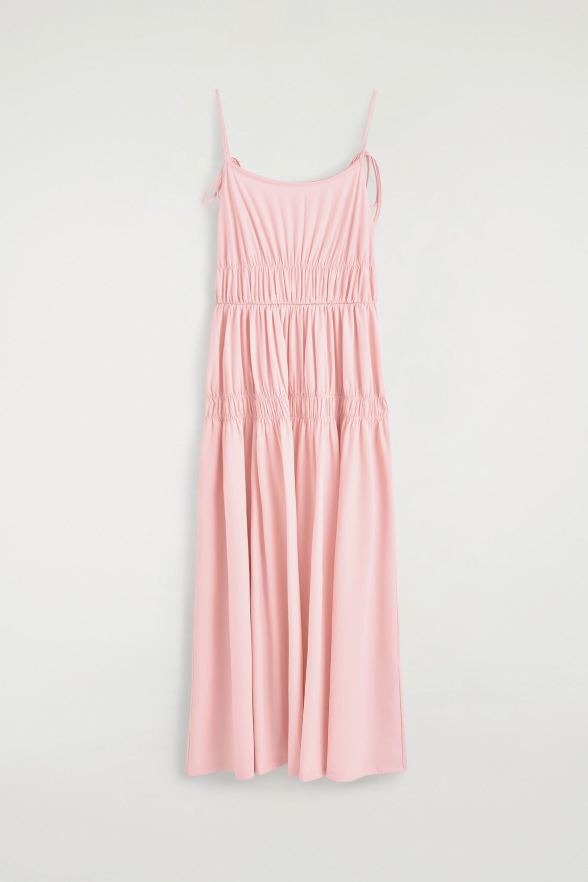 VESTIDO MIDI DE JERSEY RECOGIDO - ROSADO | DescriptiveStillLife