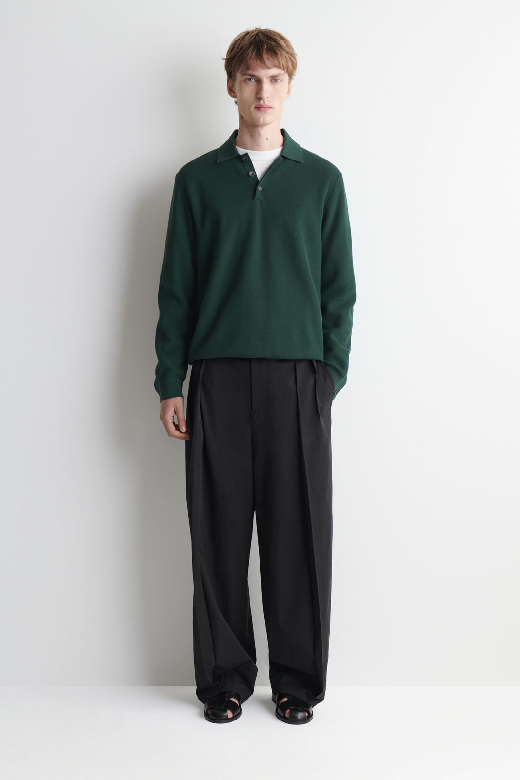 POLO DE PUNTO DE PANAL - VERDE OSCURO
