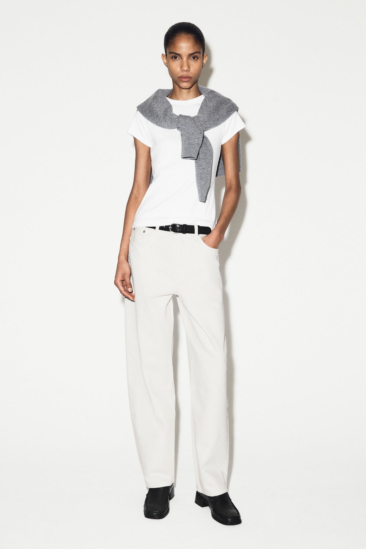 CAMISETA RAGLÁN DE ALGODÓN AJUSTADA - BLANCO | Lookbook