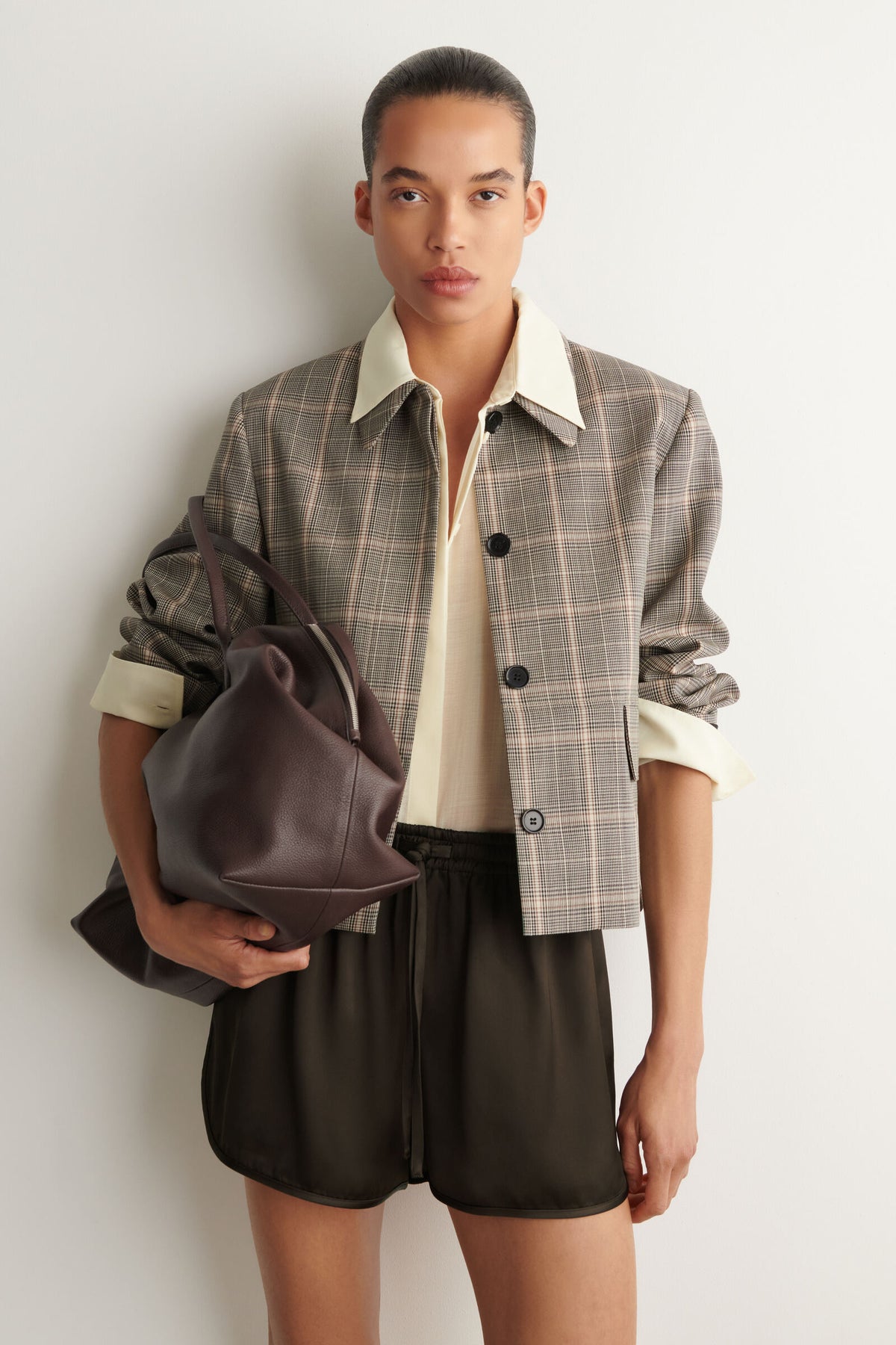 CHAQUETA DE LANA A CUADROS - BEIGE / A CUADROS