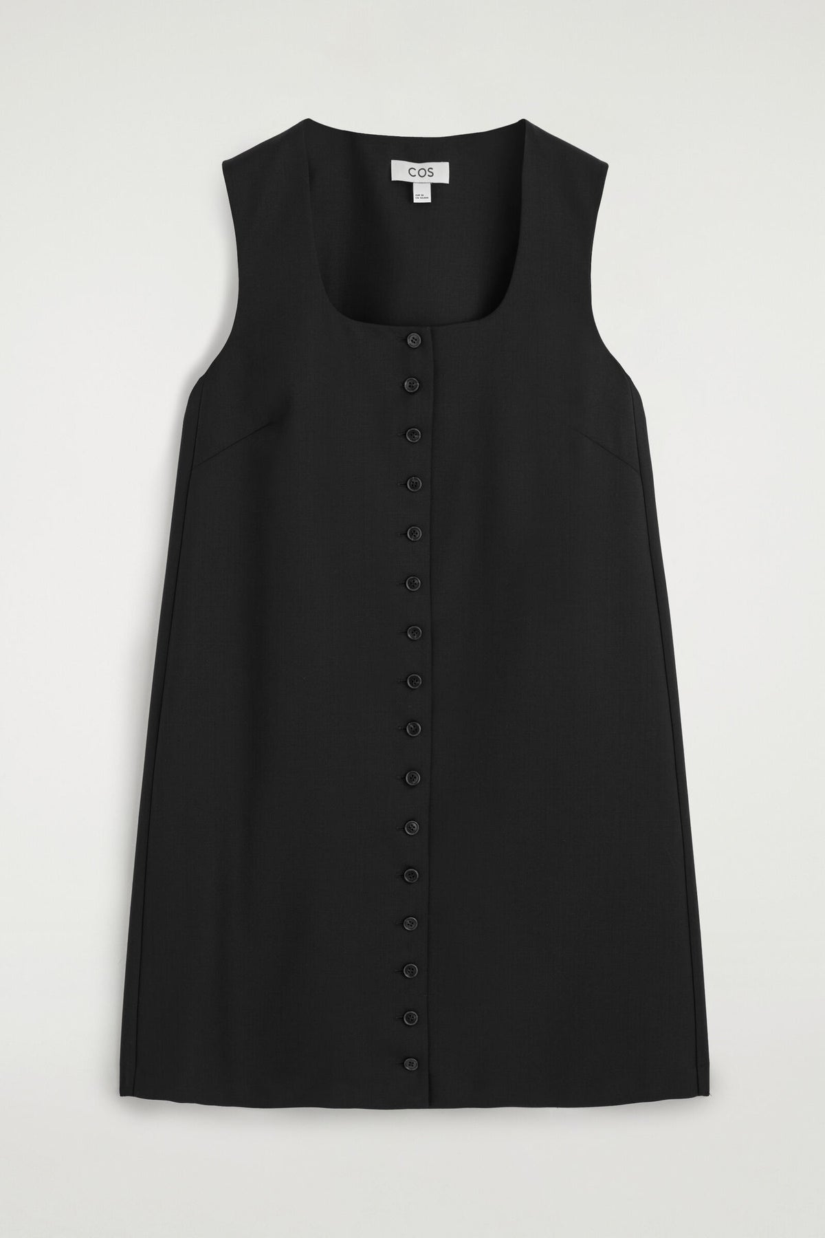 VESTIDO MINI DE LANA CON BOTONES - NEGRO | DescriptiveStillLife