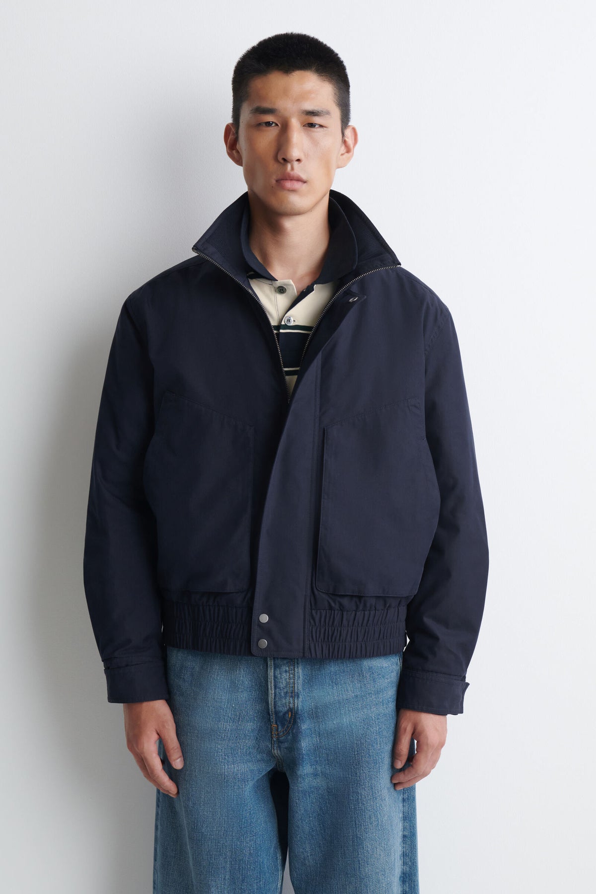 CHAQUETA BOMBER ACOLCHADA DE CUELLO ALTO - AZUL MARINO