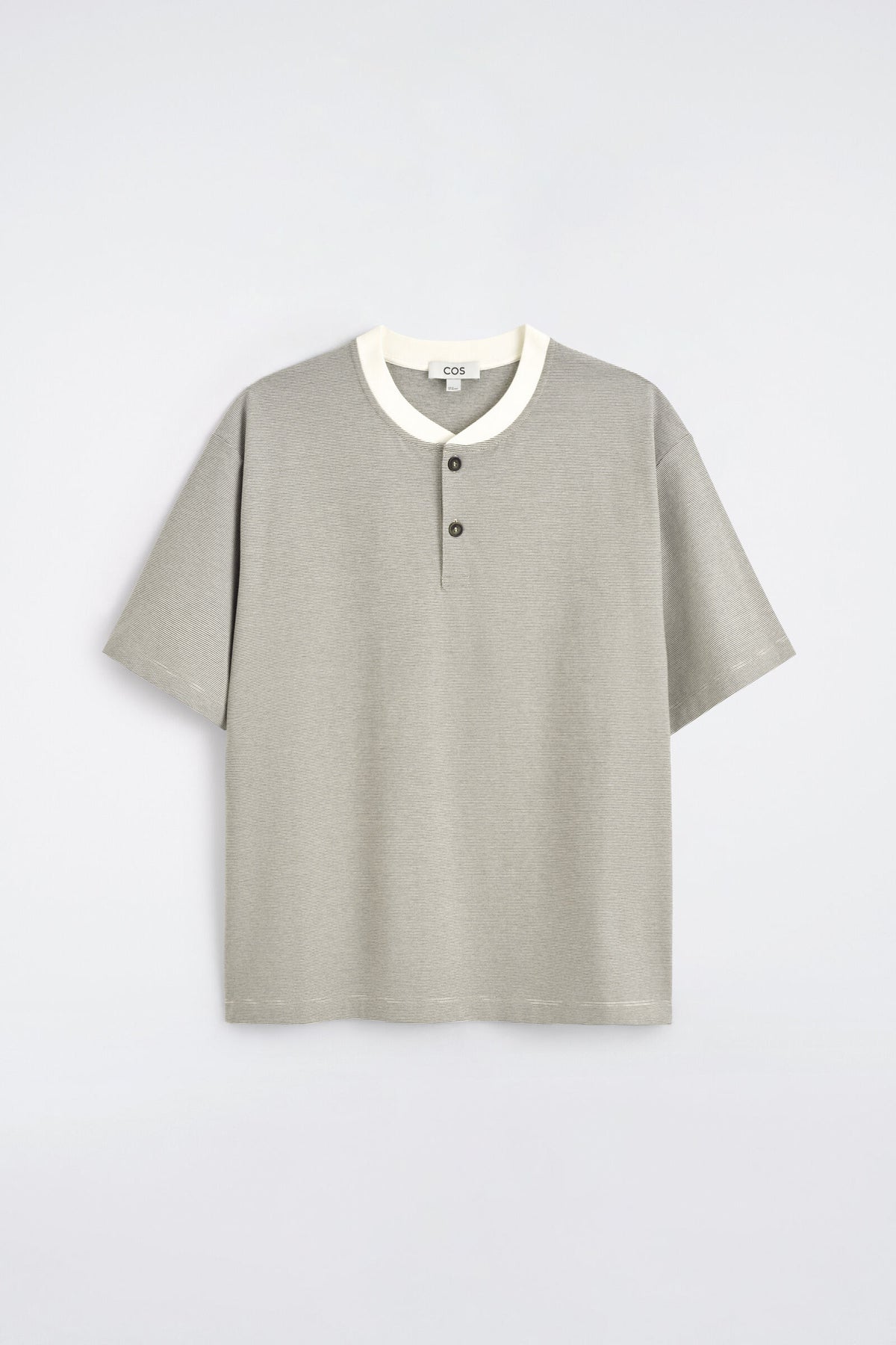 CAMISETA HENLEY DE ALGODÓN DE RAYAS - BLANCO / NEGRO / A RAYAS | DescriptiveStillLife
