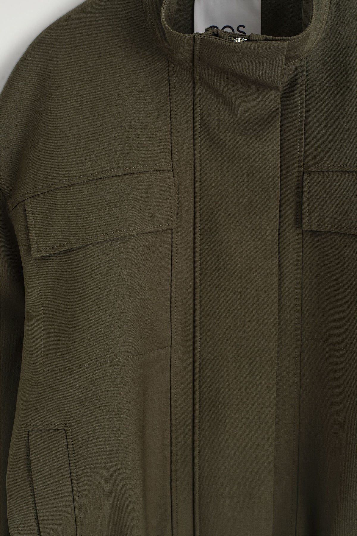 CHAQUETA BOMBER DE MEZCLA DE LANA CON CUELLO DE EMBUDO - KHAKI MÉLANGE | DescriptiveDetail