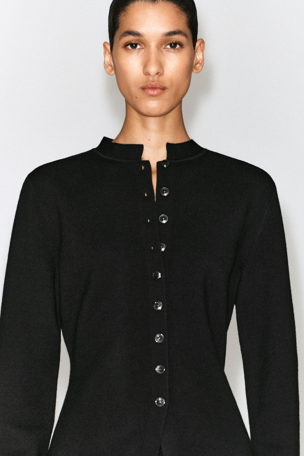 CARDIGAN DE MEZCLA DE LANA MERINO - NEGRO