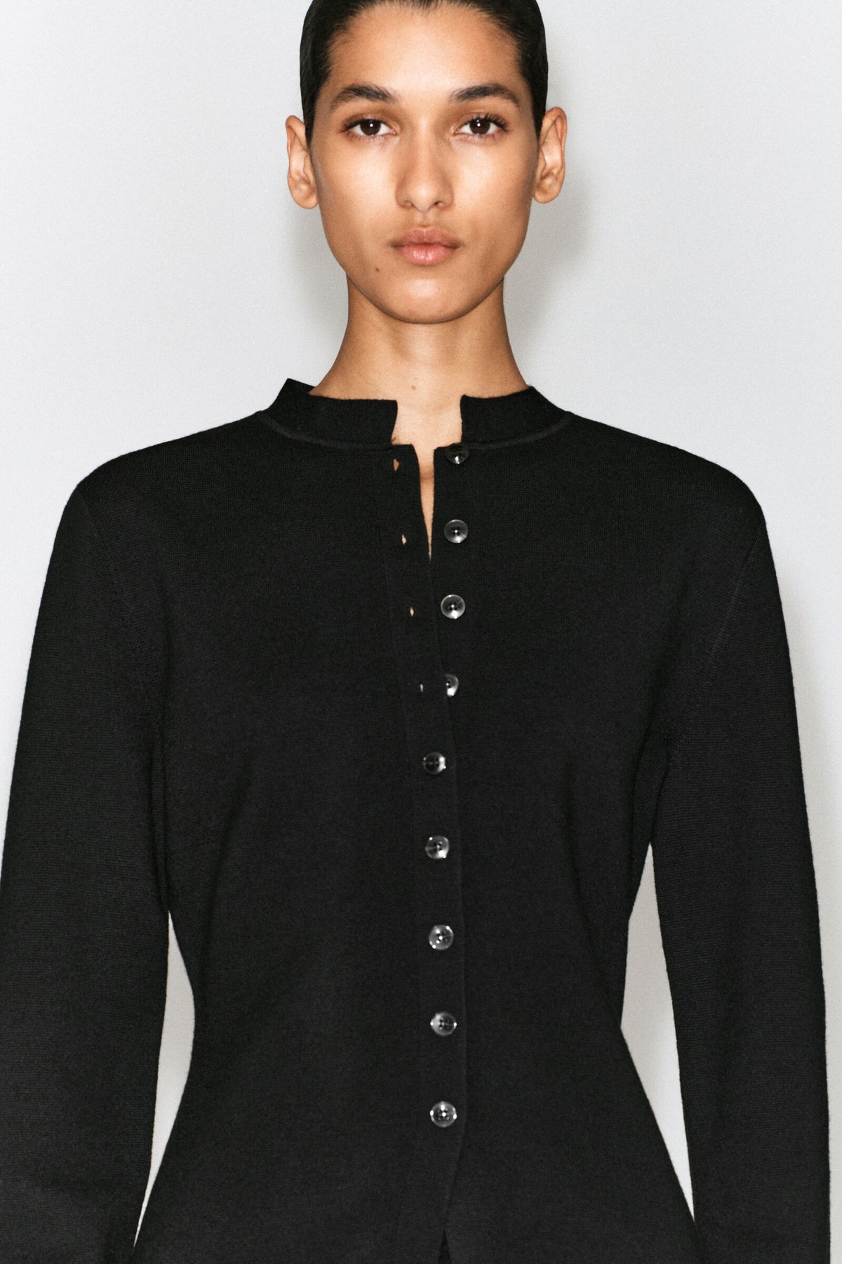 CARDIGAN DE MEZCLA DE LANA MERINO - NEGRO