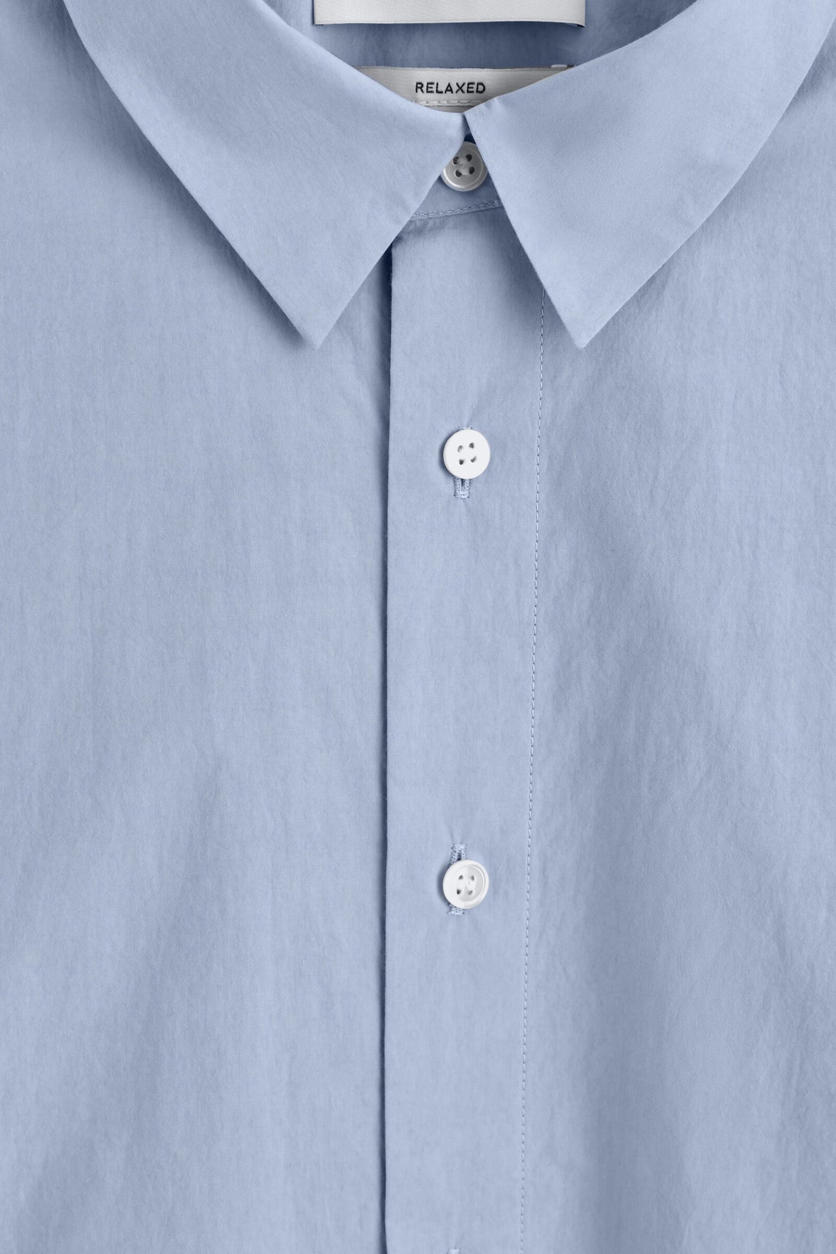 CAMISA DE ALGODÓN RELAJADO DE MANGA CORTA - AZUL CLARO | DescriptiveDetail