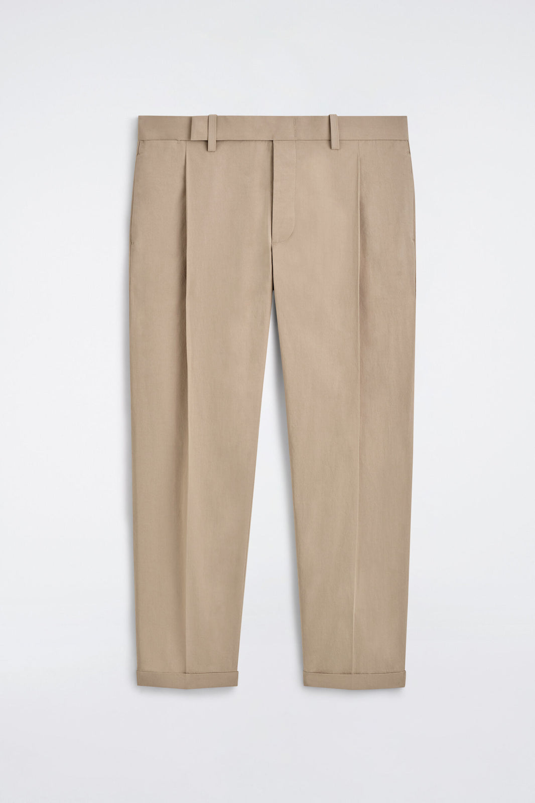 PANTALONES DE ALGODÓN DE CORTE RECTO Y AJUSTE REGULAR - BEIGE | DescriptiveStillLife