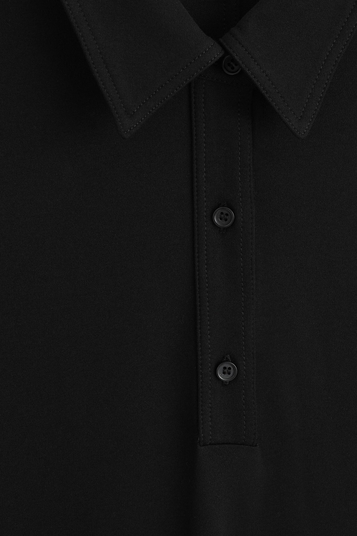 VESTIDO CAMISERO MIDI DE JERSEY ACAMPANADO - NEGRO | DescriptiveDetail