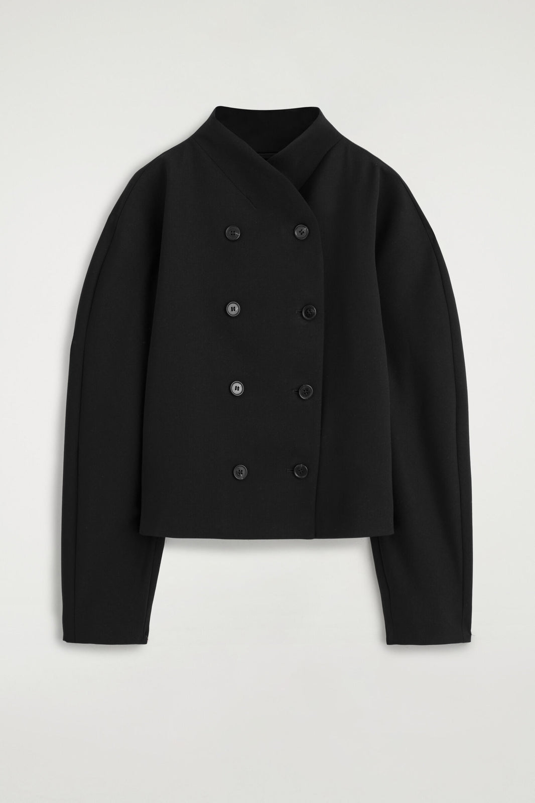 CHAQUETA ESCULPIDA CON CUELLO ALTO - NEGRO | DescriptiveStillLife