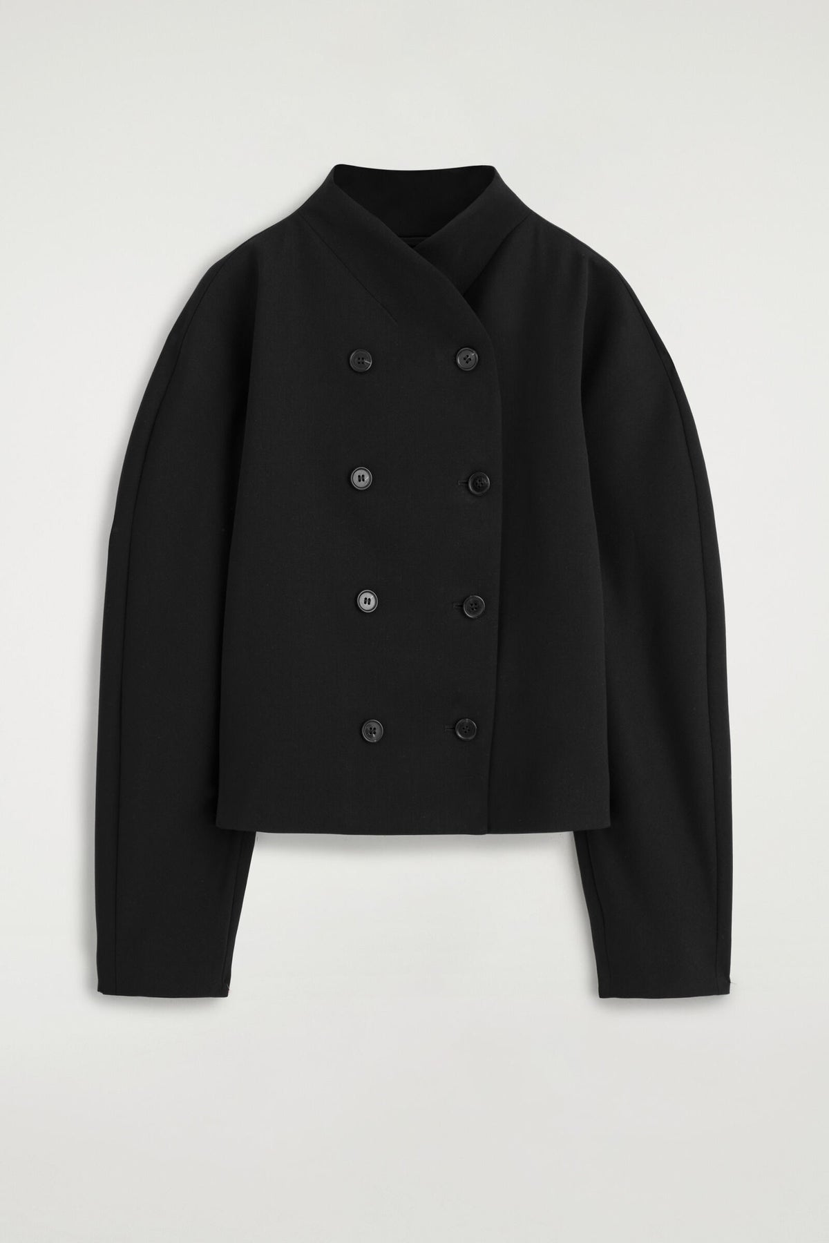 CHAQUETA ESCULPIDA CON CUELLO ALTO - NEGRO | DescriptiveStillLife