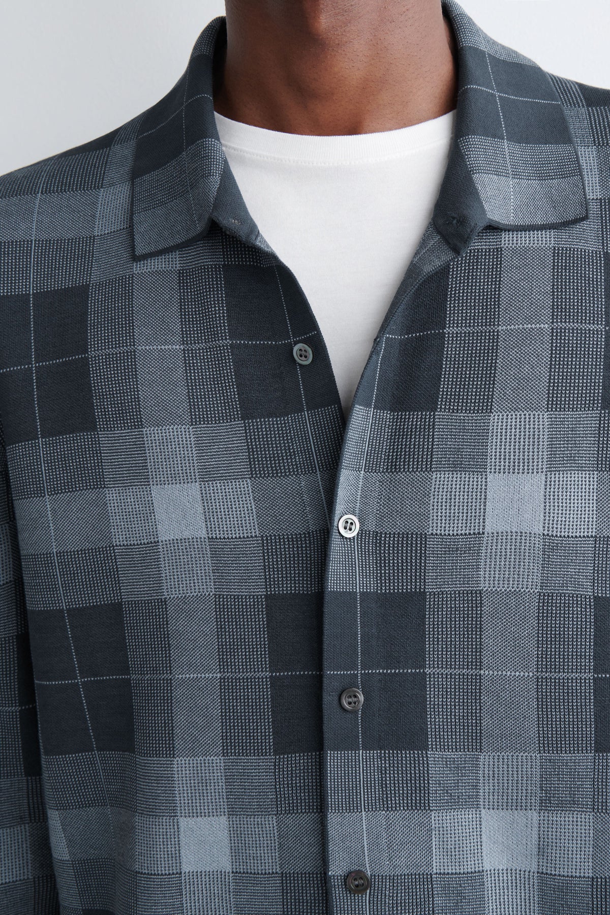 CAMISA DE ALGODÓN TEJIDO RELAJADO - AZUL MARINO / CUADROS - StillMedia/Lookbook