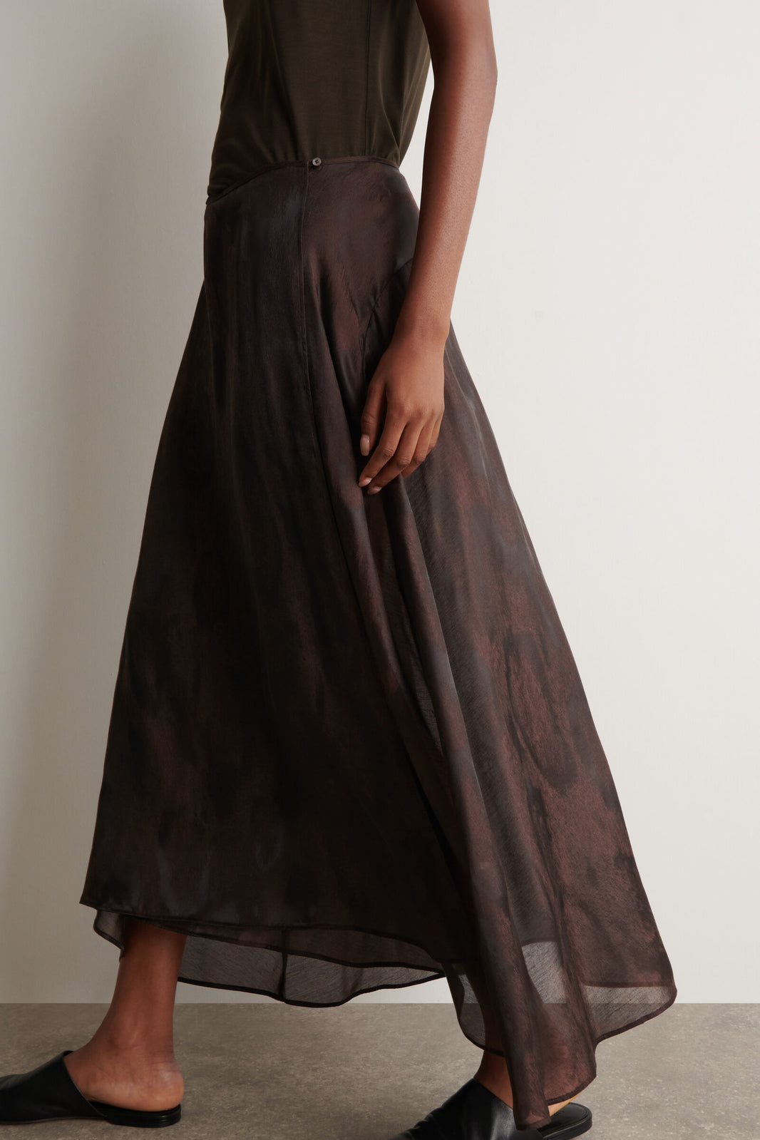 FALDA MIDI DE JACQUARD - MARRÓN / EFECTO ANIMAL