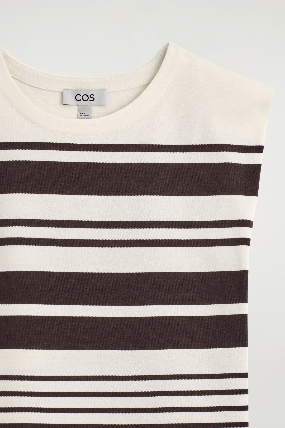 CAMISETA DE ALGODÓN CON HOMBROS DOBLADOS - BLANCO / MARRÓN / RAYADO - StillMedia/DescriptiveDetail