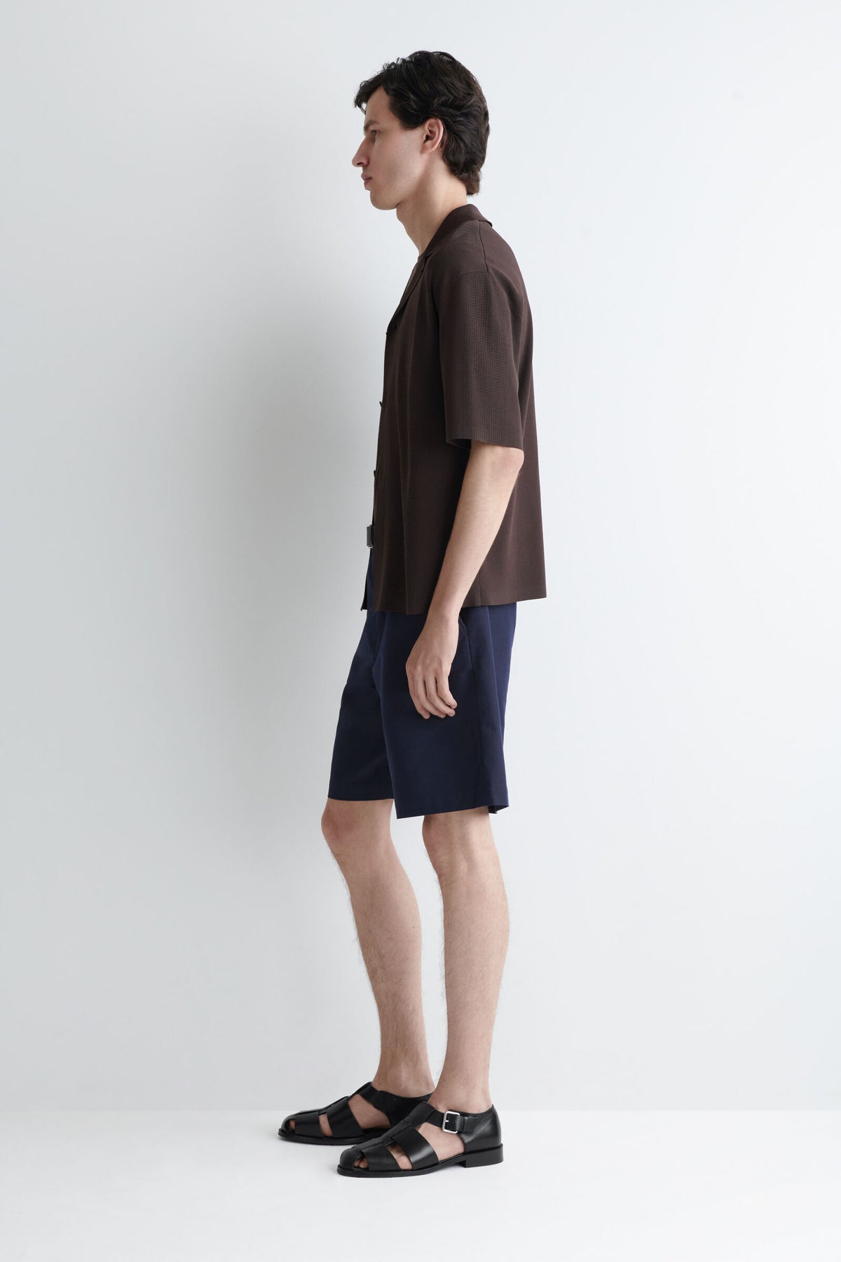 SHORTS DE CHINO DE ALGODÓN DE CORTE RECTO - NAVY