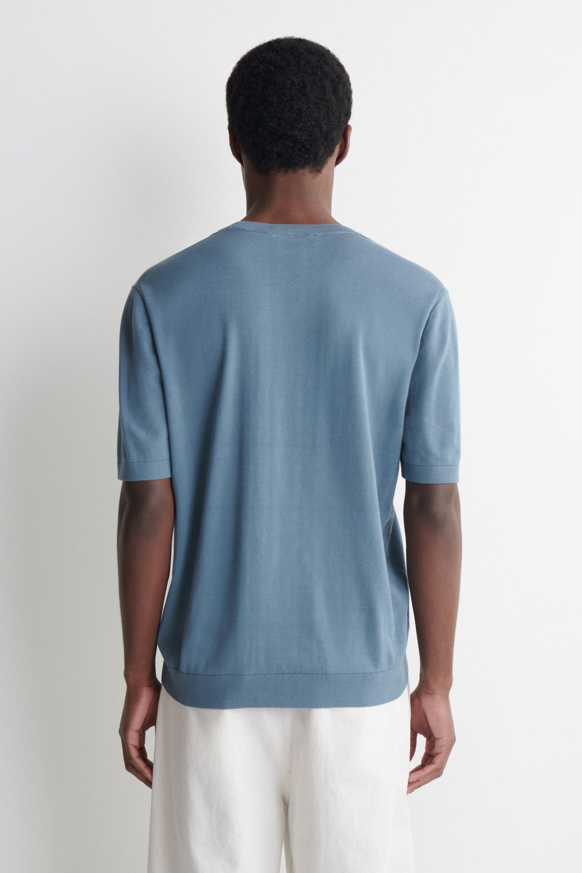 CAMISETA DE ALGODÓN TEJIDO - AZUL - StillMedia/Lookbook