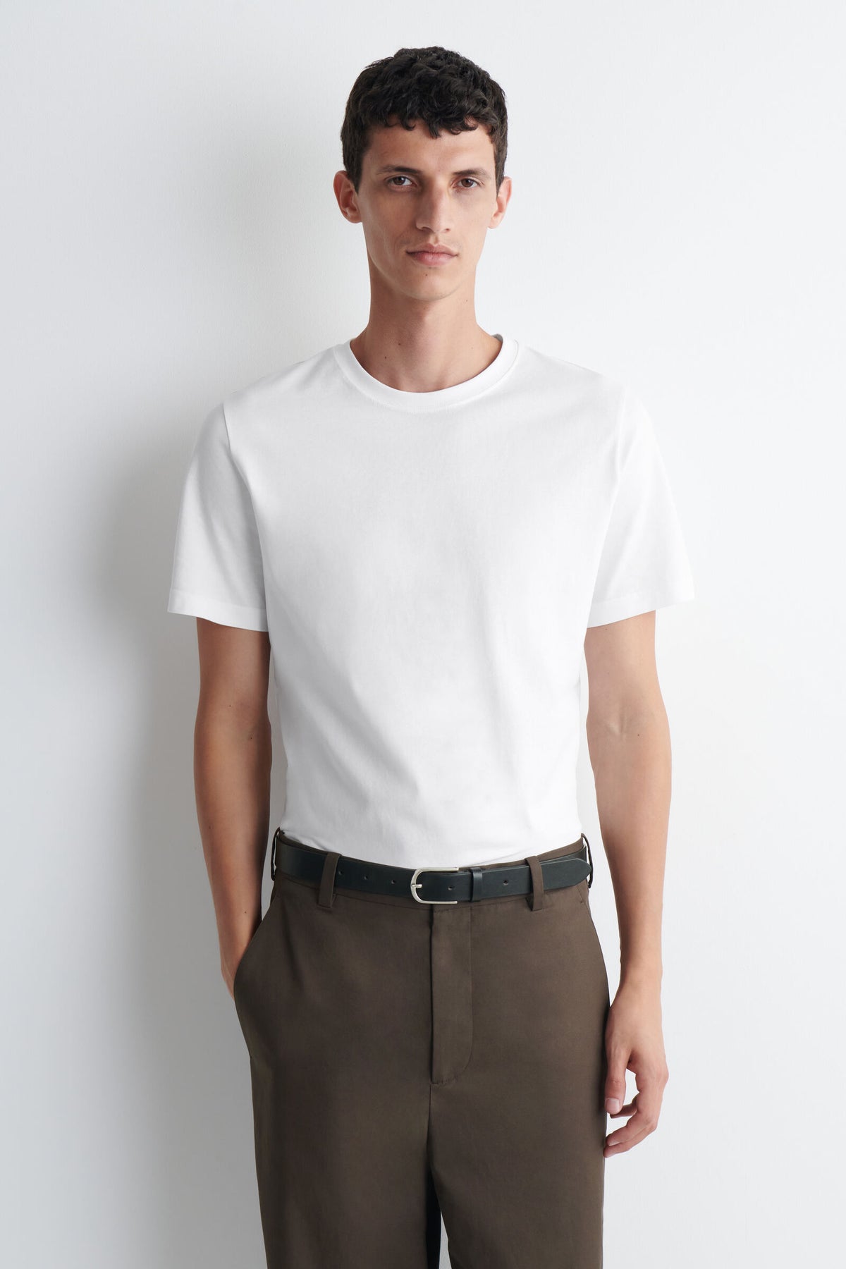 PLAYERA DE ALGODÓN DE CORTE REGULAR - BLANCO
