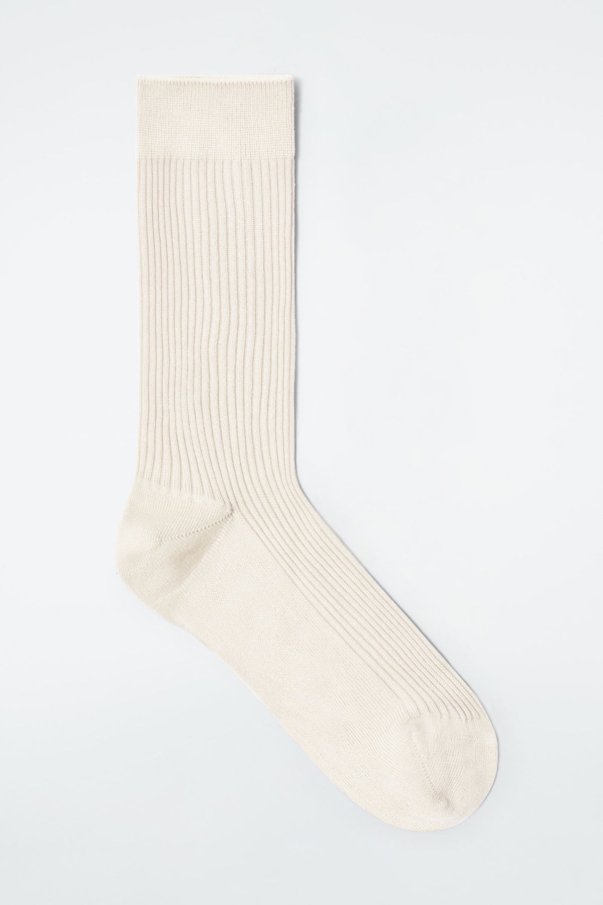 CALCETINES DE SEDA ACANALADA - BLANCO | 