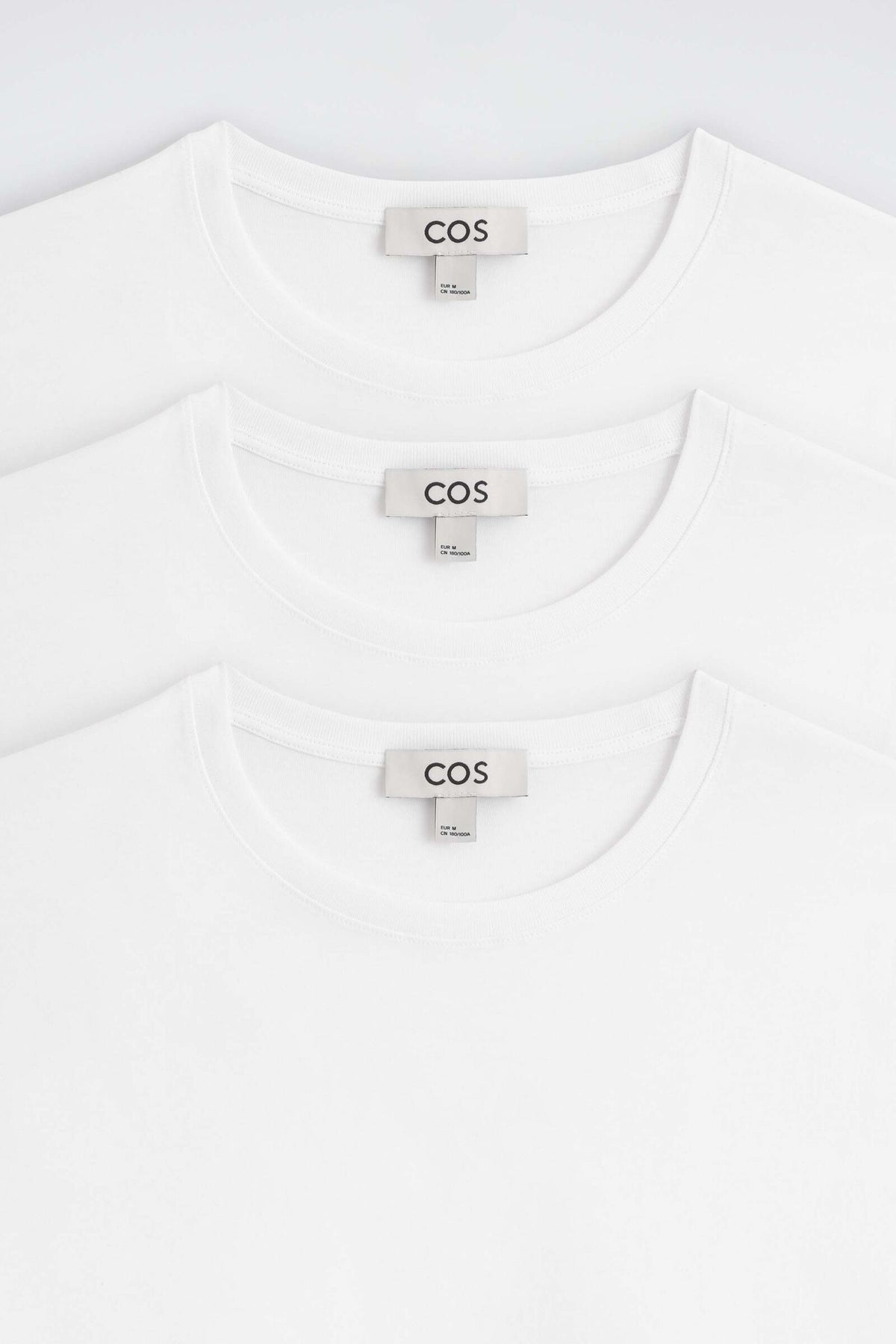 3-PACK DE CAMISETAS DE ALGODÓN CON CUELLO REDONDO - BLANCO | DescriptiveDetail