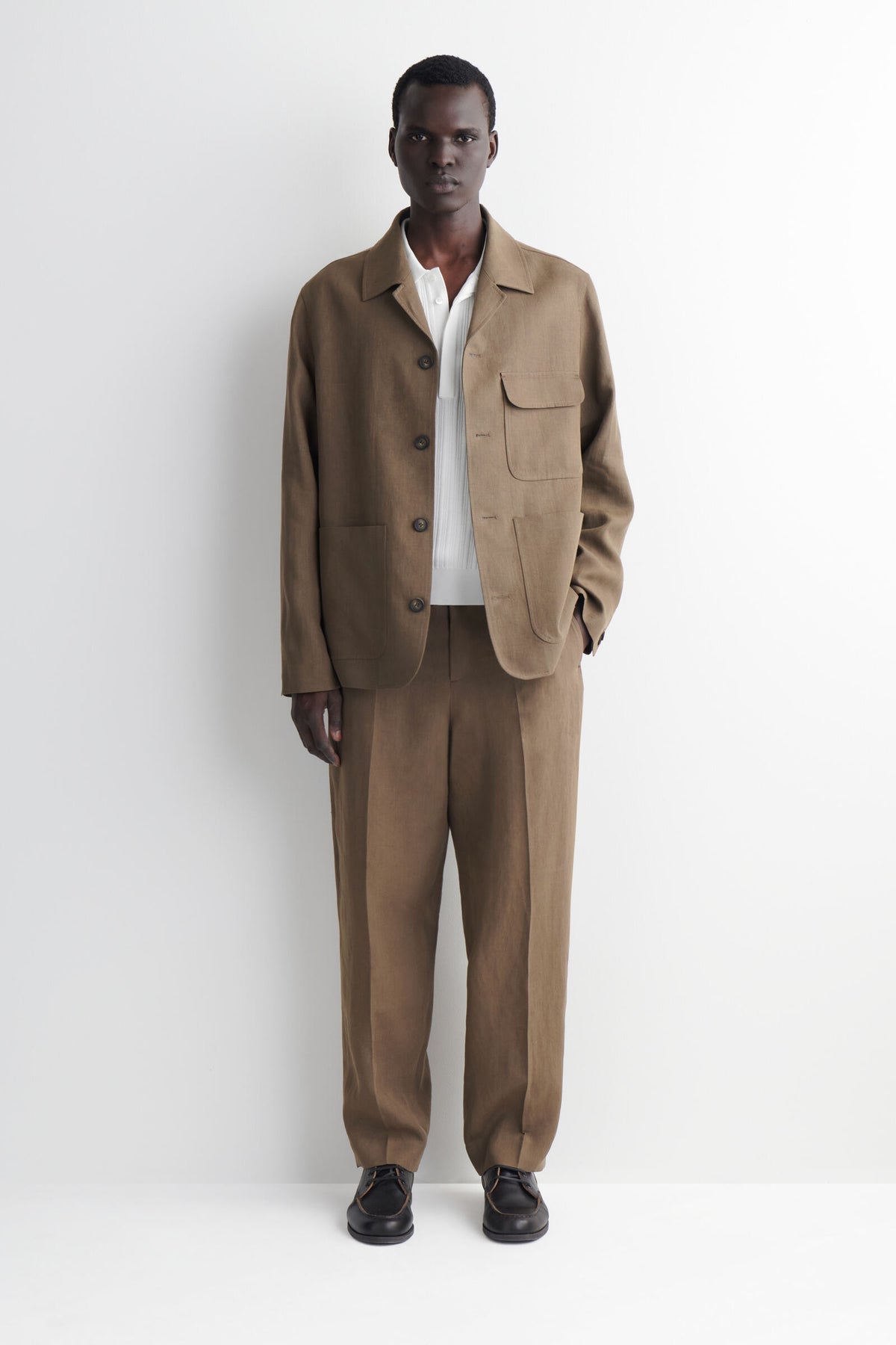 BLAZER DE LINO SIN ESTRUCTURA - BEIGE