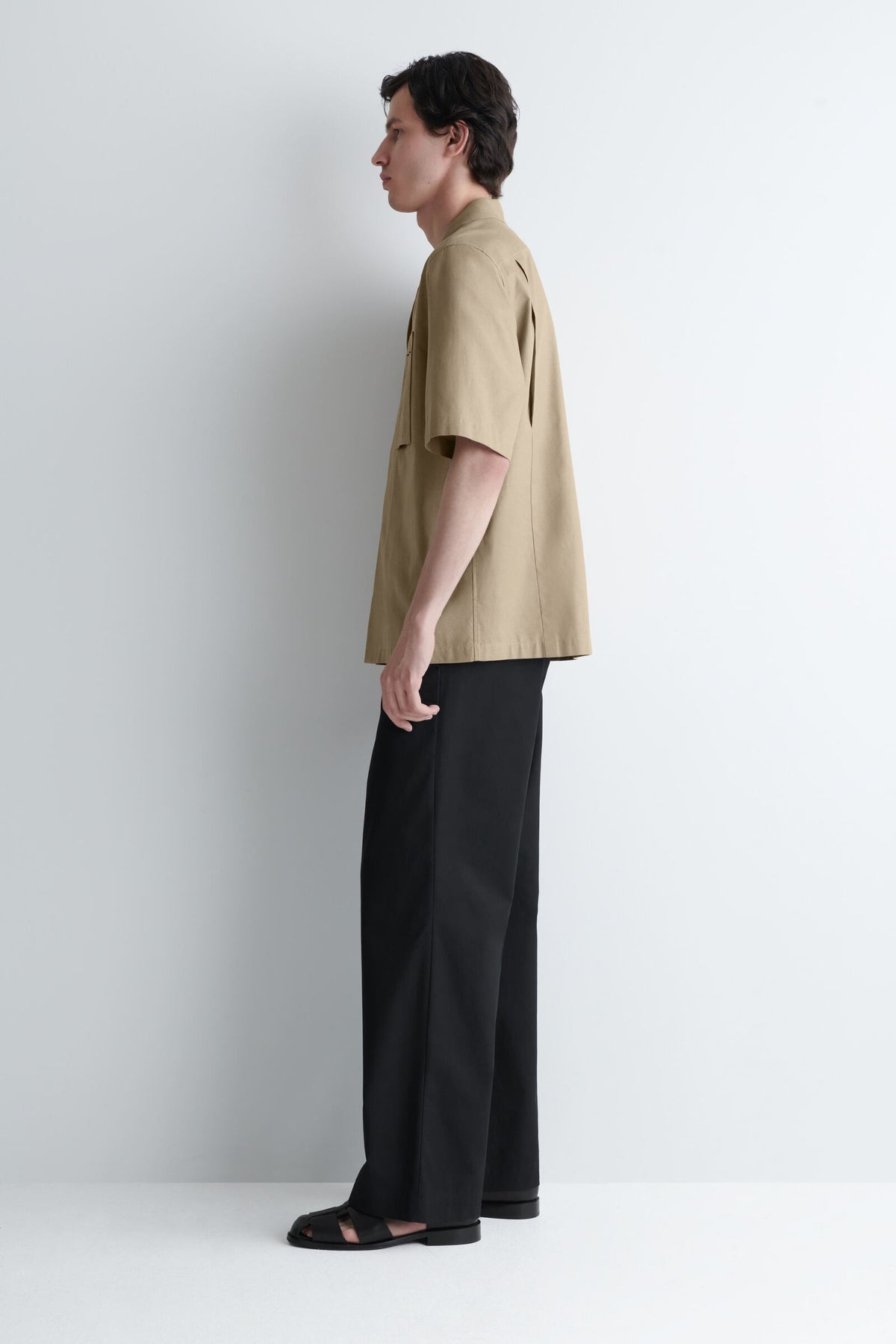 CAMISA UTILITARIA DE ALGODÓN TEXTURIZADO - BEIGE