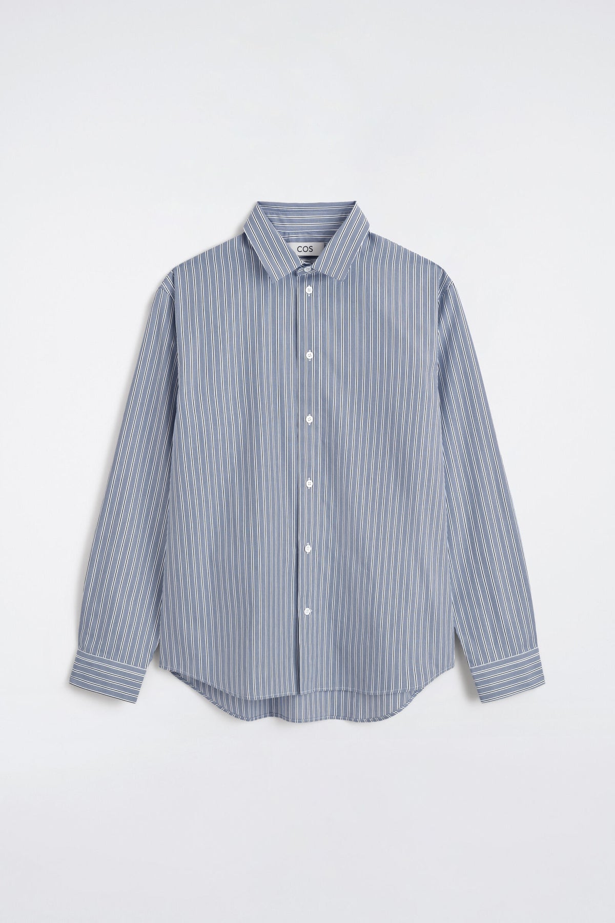 CAMISA DE ALGODÓN A RAYAS RELAJADA - AZUL / RAYADO | DescriptiveStillLife