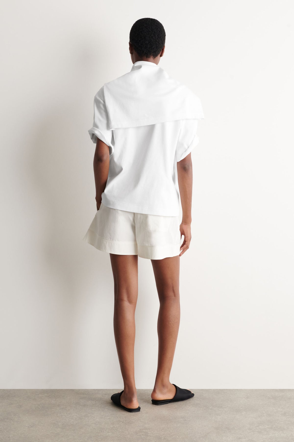 SHORTS DE ALGODÓN CON DETALLE DE GROS GRAIN ELÁSTICO - BLANCO - StillMedia/Lookbook
