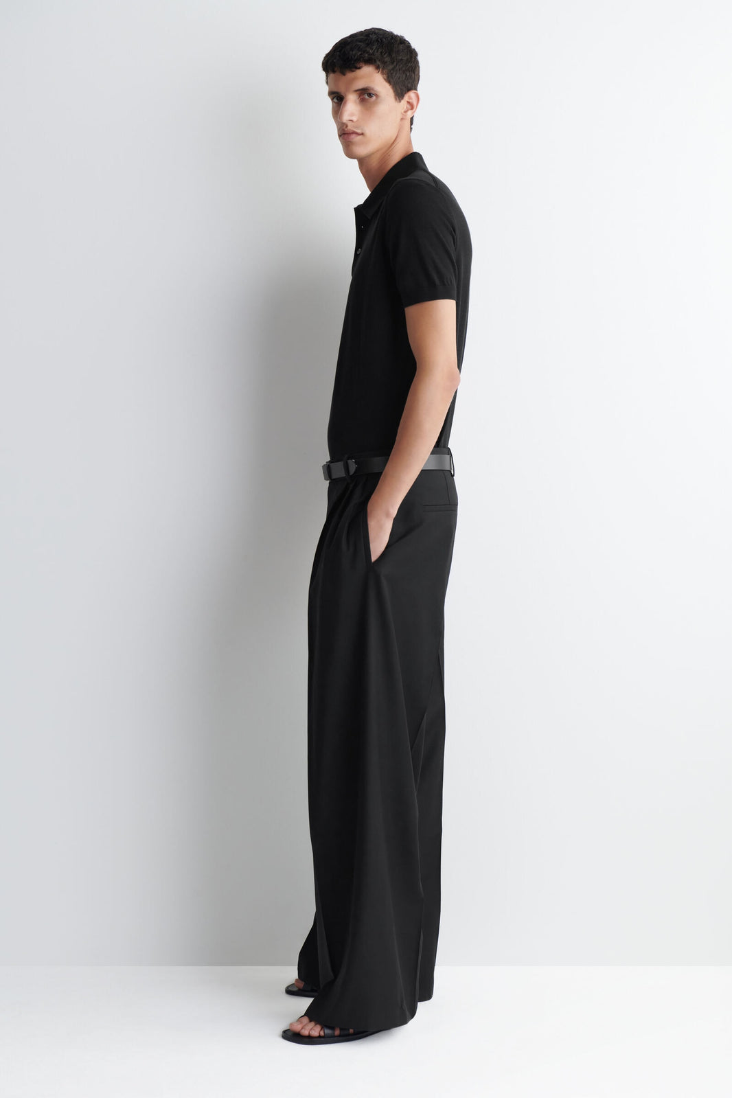 POLO DE SEDA TEJIDO SLIM - NEGRO