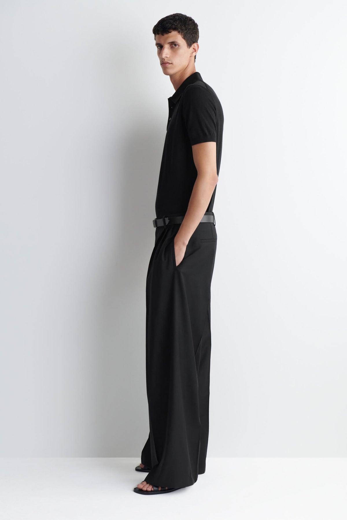 POLO DE SEDA TEJIDO SLIM - NEGRO